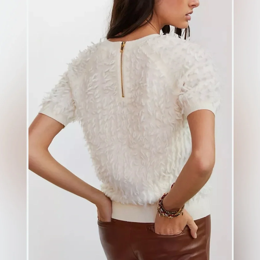 Anthropology Maeve Scottie Textured  wool Sweater Tee, size Small - Picture 4 of 12